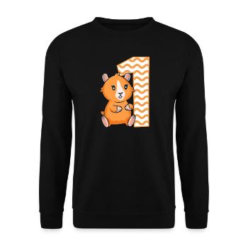 1er anniversaire Cochon d’Inde Fille 1 an - Sweat-shirt Unisexe - noir - Devant - Alina (178cm) & Michal (187cm)