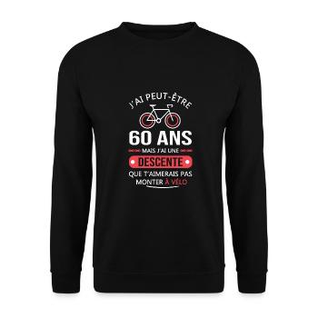Vélo 60 Ans anniversaire cadeau 60 ans vélo - Sweat-shirt Unisexe - noir - Devant - Alina (178cm) & Michal (187cm)