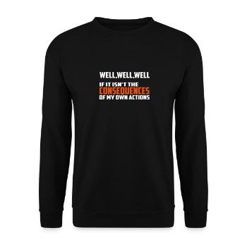 lustiges Zitat der Folgen - Unisex Pullover - Schwarz - Vorne - Alina (178cm) & Michal (187cm)