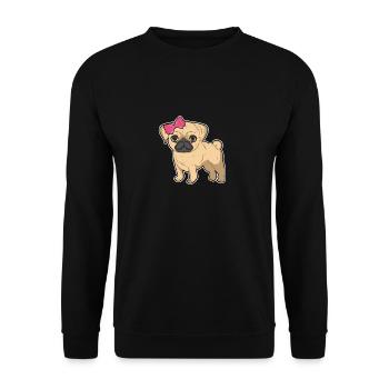 Pug girl bow pet dog cute gift - Unisex Sweatshirt - black - Front - Alina (178cm) & Michal (187cm)