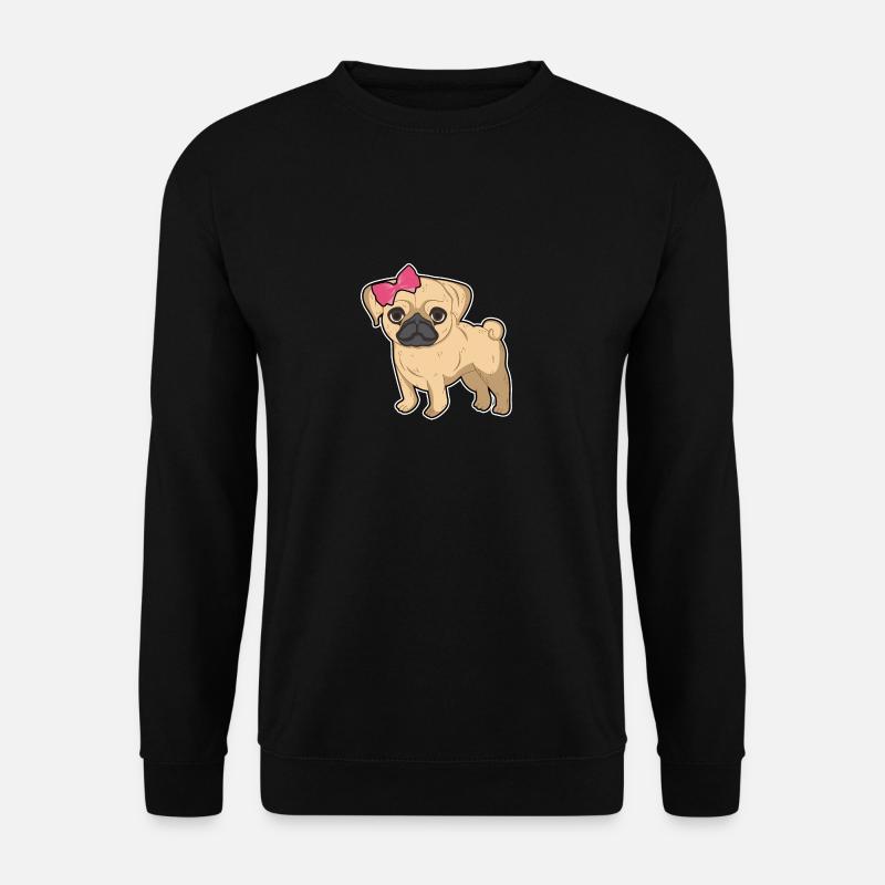 Mops Mädchen Schleife Haustier Hund süß Geschenk - Unisex Pullover - Schwarz