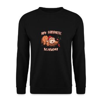 Meine Lieblingsjahreszeit Weihnachten Faultier Weihnachten Weihnachten - Unisex Pullover - Schwarz - Vorne - Alina (178cm) & Michal (187cm)