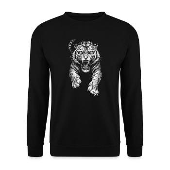 Tigre chat sauvage prédateur cool croquis Dessin - Sweat-shirt Unisexe - noir - Devant - Alina (178cm) & Michal (187cm)