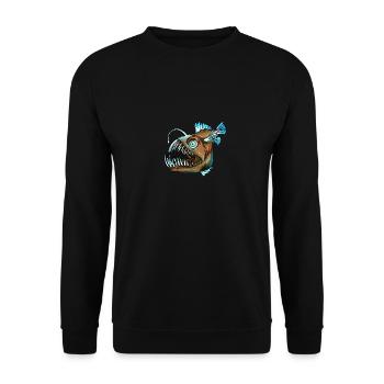Fisch Meer Meereslebewesen Tier Fischen Geschenk - Unisex Pullover - Schwarz - Vorne - Alina (178cm) & Michal (187cm)