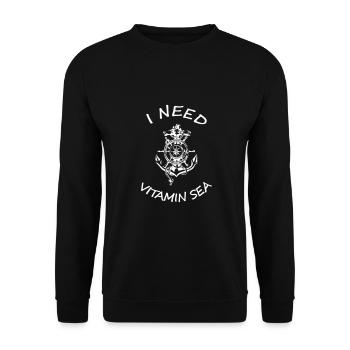 anker kompass steuerrad i need vitamin sea - Unisex Pullover - Schwarz - Vorne - Alina (178cm) & Michal (187cm)