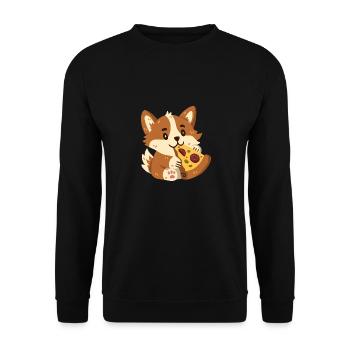 Corgi à la pizza - Sweat-shirt Unisexe - noir - Devant - Alina (178cm) & Michal (187cm)