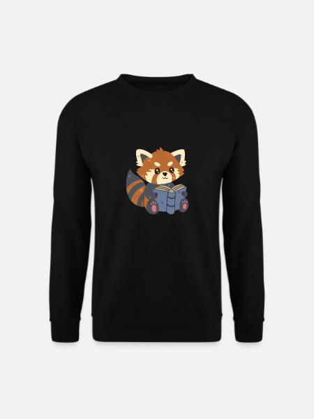 Roter Panda liest ein Buch - Unisex Pullover - Schwarz