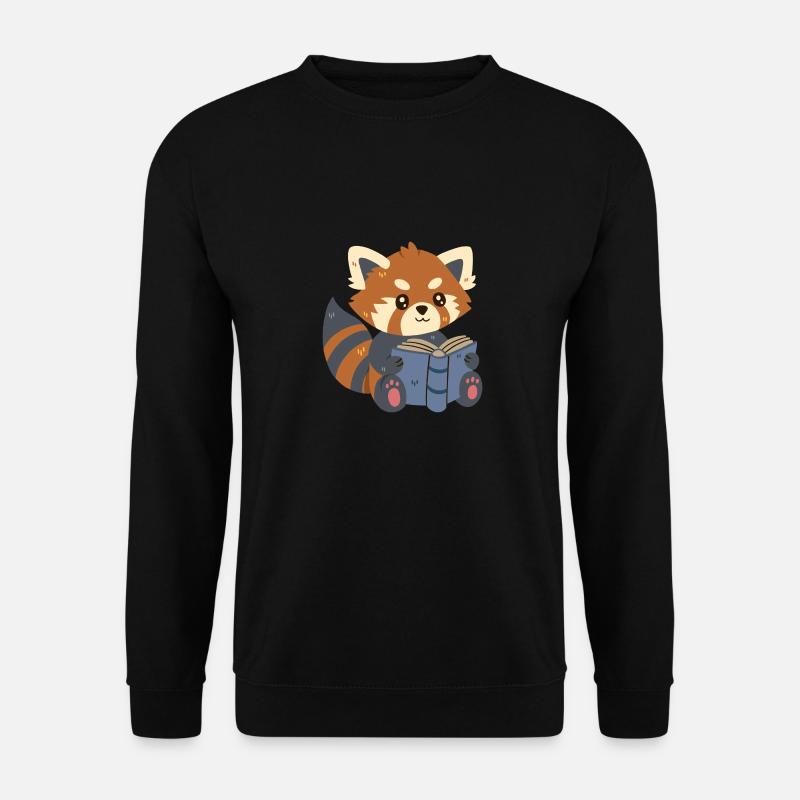Red panda reading a book - Unisex Sweatshirt - black