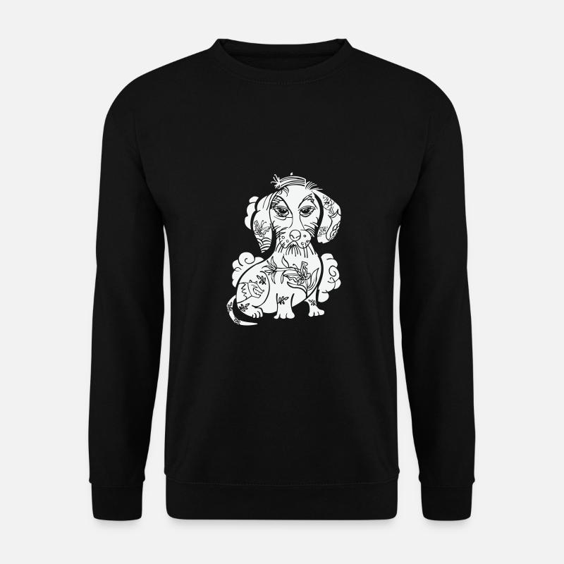 tattooed dachshund with character - Unisex Sweatshirt - black