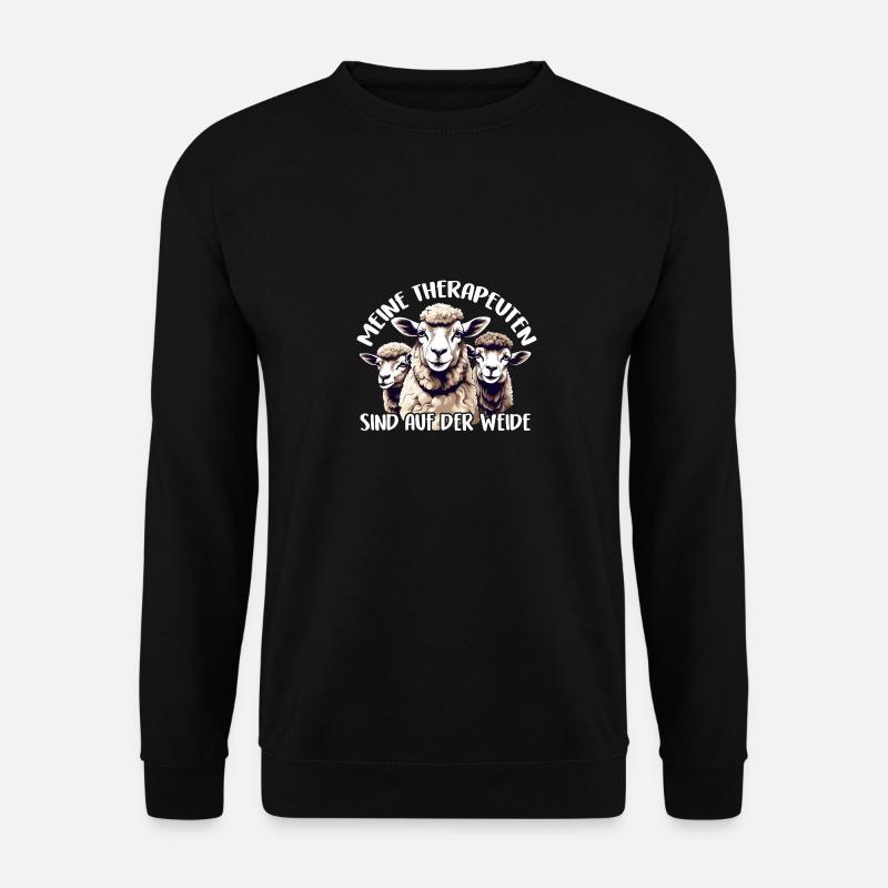 Schafe sind meine Therapeuten ich liebe Schafe - Unisex Pullover - Schwarz