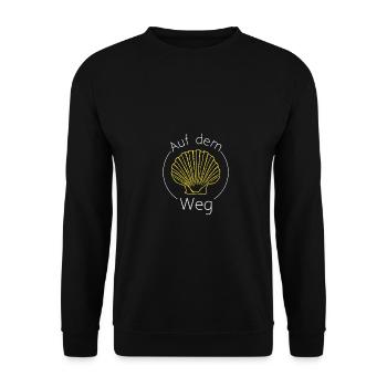 Auf dem Weg Jakobsweg - Unisex Pullover - Schwarz - Vorne - Alina (178cm) & Michal (187cm)