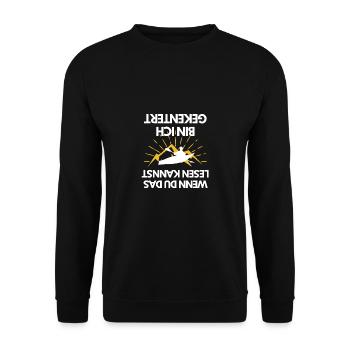 Gekentert Kajak Paddeln Design Geschenkidee - Unisex Pullover - Schwarz - Vorne - Alina (178cm) & Michal (187cm)