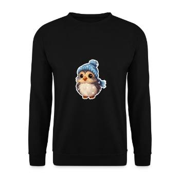 Winter Vögelchen - Unisex Pullover - Schwarz - Vorne - Alina (178cm) & Michal (187cm)