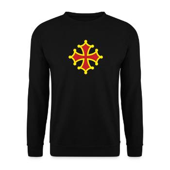 Croix Occitane, Rouge et Jaune - Sweat-shirt Unisexe - noir - Devant - Alina (178cm) & Michal (187cm)