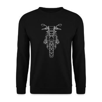 Boxer Motorrad Feine Linien Konturmotiv - Unisex Pullover - Schwarz - Vorne - Alina (178cm) & Michal (187cm)