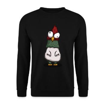 Crazy chicken with big eyes - Unisex Sweatshirt - black - Front - Alina (178cm) & Michal (187cm)