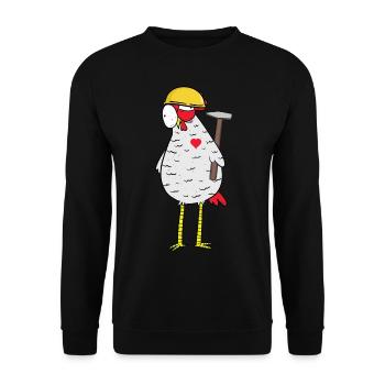 Handwerker Huhn Hammer Herz Baustelle Berufe Job - Unisex Pullover - Schwarz - Vorne - Alina (178cm) & Michal (187cm)