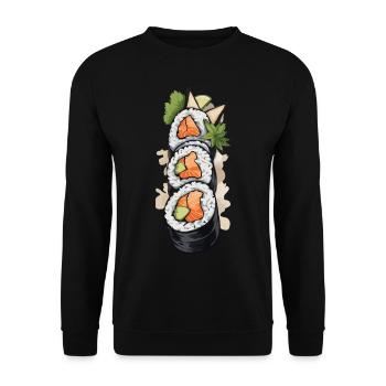 Aesthetic Futomaki Sushi Japan Streetwear Design - Unisex Sweatshirt - black - Front - Alina (178cm) & Michal (187cm)