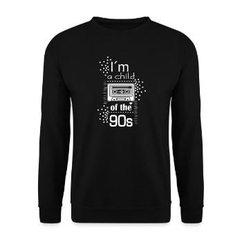 I'm a child of the 90s – Cassette Tape - Unisex Sweatshirt - black - Front - Alina (178cm) & Michal (187cm)