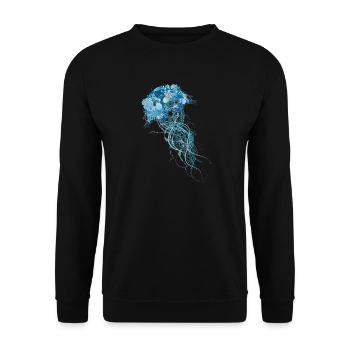 blue jellyfish with corals, shells and sea anemones - Unisex Sweatshirt - black - Front - Alina (178cm) & Michal (187cm)