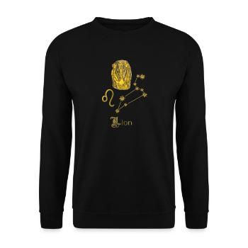 Sternzeichen Löwe 3D,  gold - Unisex Pullover - Schwarz - Vorne - Alina (178cm) & Michal (187cm)