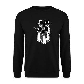 Vögel Vintage Pinguin Tier Seevogel Arktis - Unisex Pullover - Schwarz - Vorne - Alina (178cm) & Michal (187cm)
