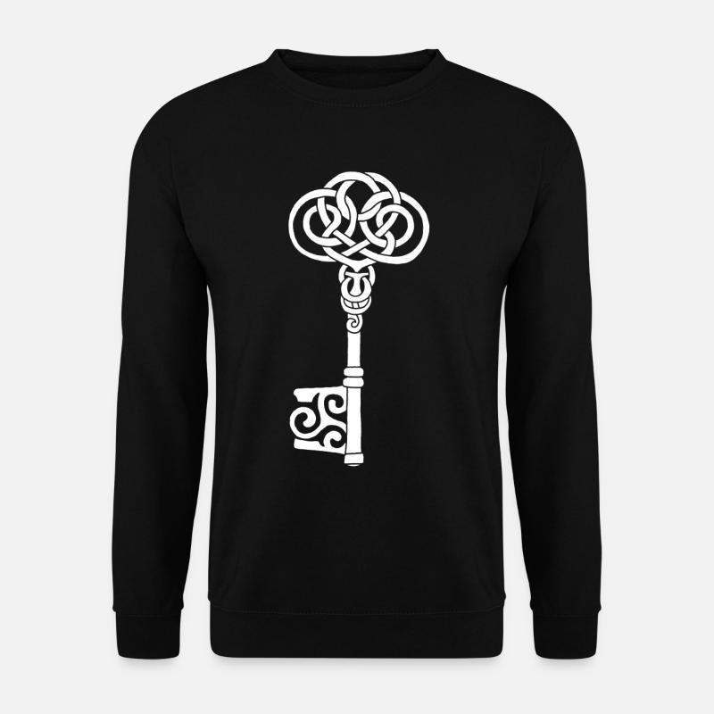 White Celtic Key - Unisex Sweatshirt - black