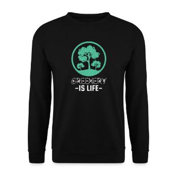 Green is Life – Tree Circle Logo - Unisex Sweatshirt - black - Front - Alina (178cm) & Michal (187cm)