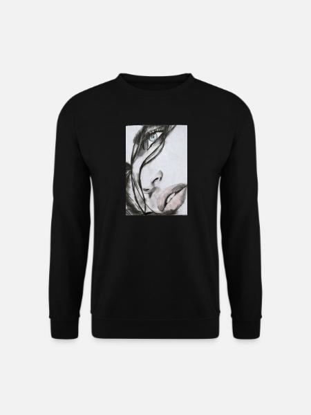 Schöne Frau Portrait – Realistische Skizze - Unisex Pullover - Schwarz