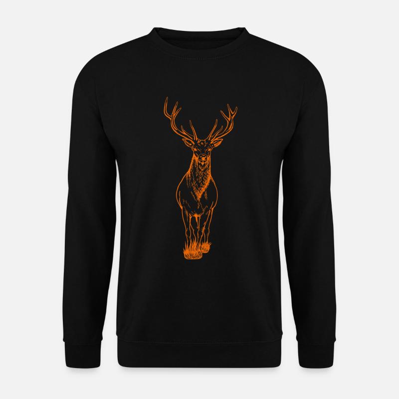 Hirsch orange - Unisex Pullover - Schwarz