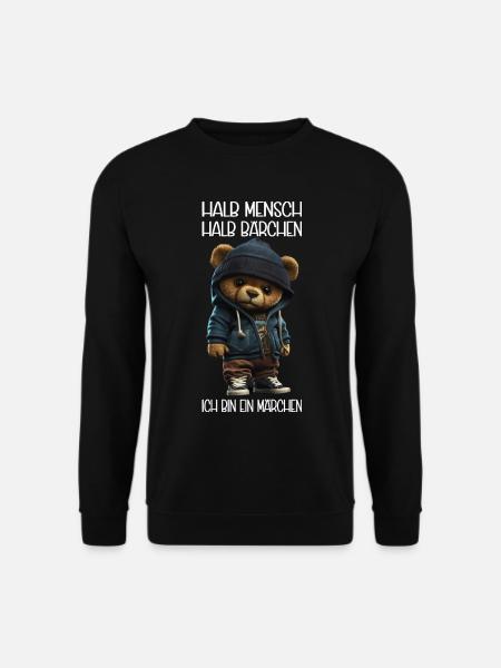 Streetwear Bär Bärchen halb Mensch... Sarkasmus - Unisex Pullover - Schwarz