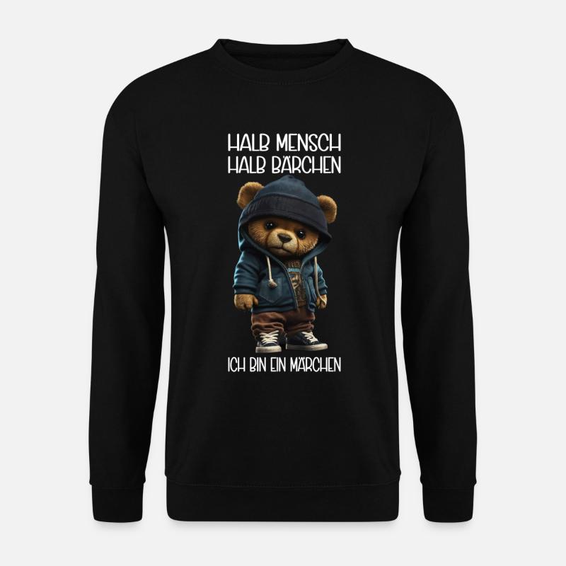 Streetwear Bär Bärchen halb Mensch... Sarkasmus - Unisex Pullover - Schwarz