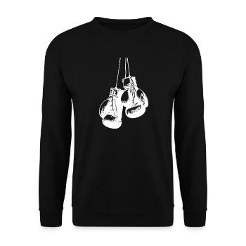 Conception de gants de boxe blancs suspendus. Conception de logo - Sweat-shirt Unisexe - noir - Devant - Alina (178cm) & Michal (187cm)