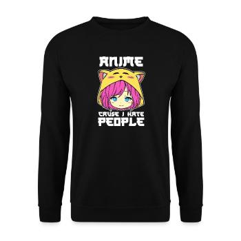 Anime Animation Manga Statement Japan Zeichentrick - Unisex Sweatshirt - black - Front - Alina (178cm) & Michal (187cm)