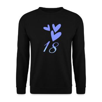 18. 18 JAHRE ALT. 18-jähriges JUBILÄUM. GEBURTSTAG 18 JAHRE. - Unisex Pullover - Schwarz - Vorne - Alina (178cm) & Michal (187cm)