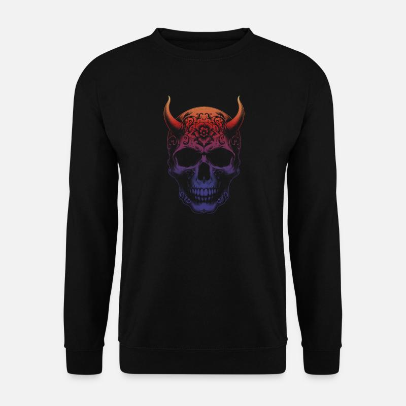 Totenkopf mit Hörnern - Unisex Pullover - Schwarz