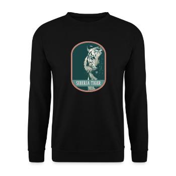 Bengalischer Tiger Porträt Aufnäher: Indische Fauna - Unisex Pullover - Schwarz - Vorne - Alina (178cm) & Michal (187cm)