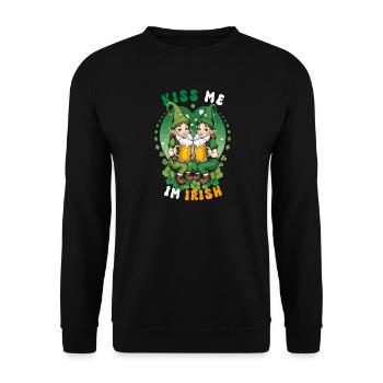 Kiss me, I'm Irish - Unisex Sweatshirt - black - Front - Alina (178cm) & Michal (187cm)