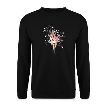 Dried flower bouquet with baby's breath illustration - Unisex Sweatshirt - black - Front - Alina (178cm) & Michal (187cm)
