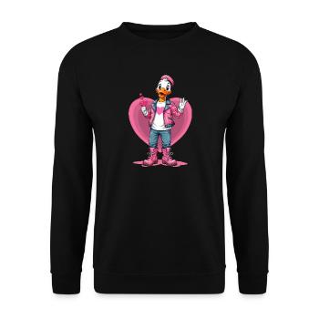 Cute duck with heart - Unisex Sweatshirt - black - Front - Alina (178cm) & Michal (187cm)
