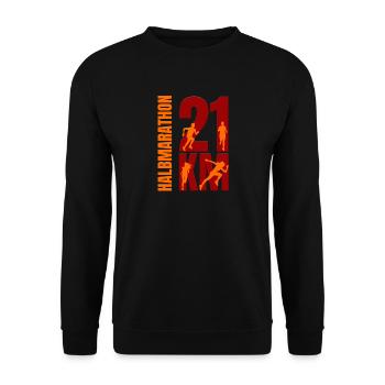 21 KM - Halbmarathon - Unisex Pullover - Schwarz - Vorne - Alina (178cm) & Michal (187cm)