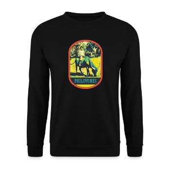 Kind und Büffel von den Reisfeldern auf den Philippinen - Unisex Pullover - Schwarz - Vorne - Alina (178cm) & Michal (187cm)