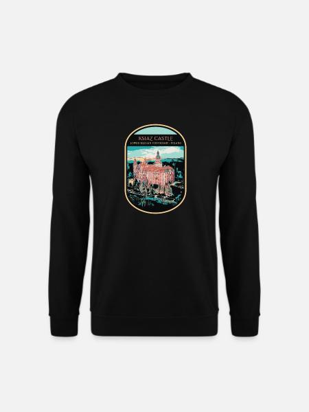 Illustration der Burg Ksiaz, Niederschlesien - Unisex Pullover - Schwarz