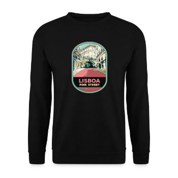 Illustration Rue Rose, Cais do Sodré - Unisex Sweatshirt - black - Front - Alina (178cm) & Michal (187cm)