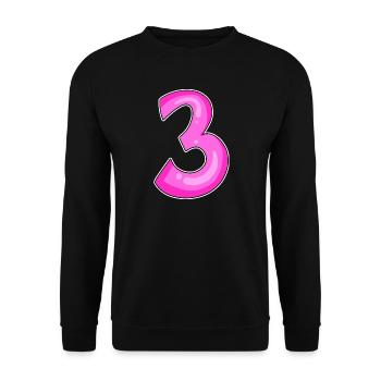 Drei - 3 - Nummer 3 - Zahl 3 - Unisex Pullover - Schwarz - Vorne - Alina (178cm) & Michal (187cm)