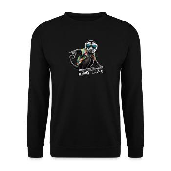 Ein cooler Affe auf einem Skateboard - Unisex Pullover - Schwarz - Vorne - Alina (178cm) & Michal (187cm)