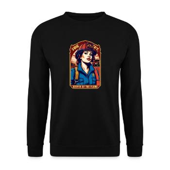 Feuerwehrfrau - Unisex Pullover - Schwarz - Vorne - Alina (178cm) & Michal (187cm)