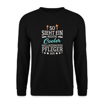 So sieht ein cooler Heilerziehungspfleger aus - Unisex Pullover - Schwarz - Vorne - Alina (178cm) & Michal (187cm)