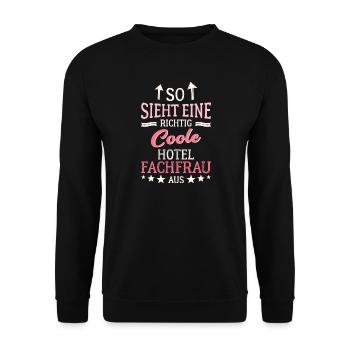 So sieht eine richtig coole Hotelfachfrau aus - Unisex Pullover - Schwarz - Vorne - Alina (178cm) & Michal (187cm)