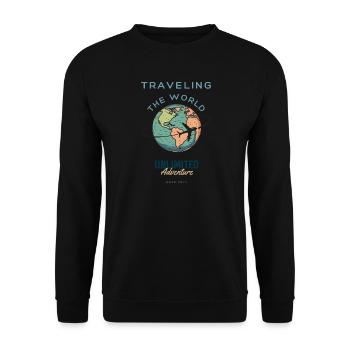 world travel map vacation map travel itinerary - Unisex Sweatshirt - black - Front - Alina (178cm) & Michal (187cm)